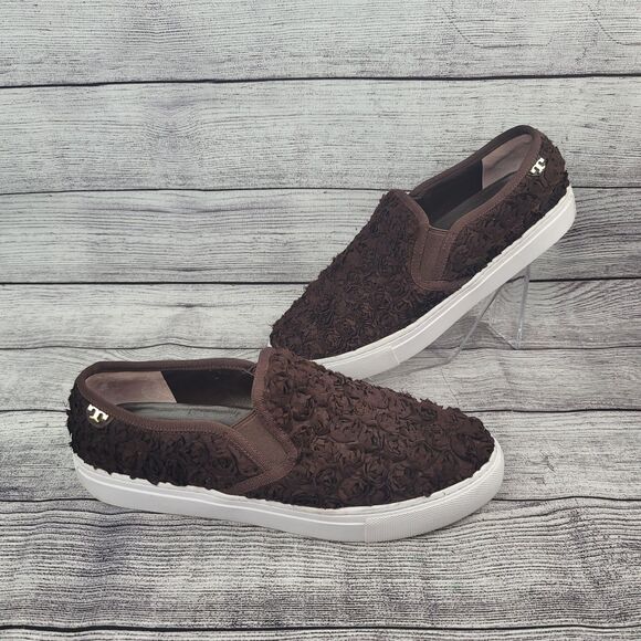 Tory Burch Women's Rosette Brown Sneakers  Size 8.5 - Picture 1 of 8